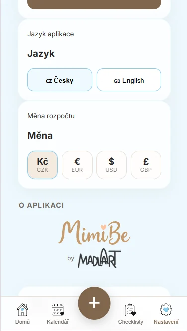 MimiBe — Rozhraní aplikace