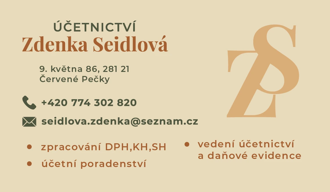 Účetnictví Seidlová — kontaktní strana vizitky