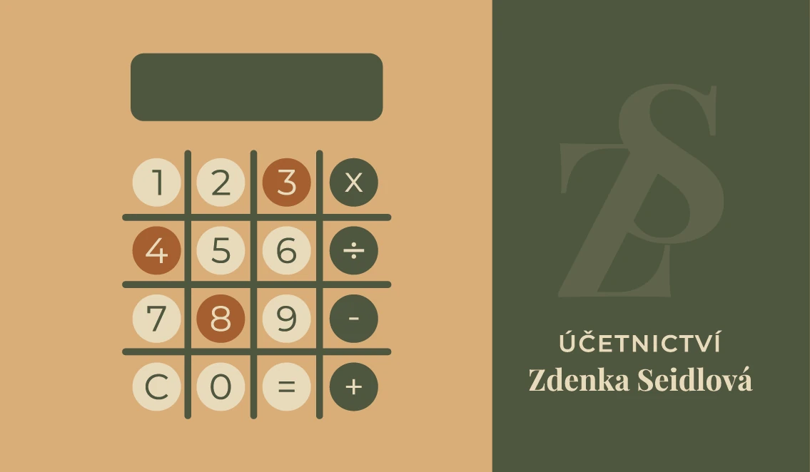 Účetnictví Seidlová — vizitka s motivem kalkulačky